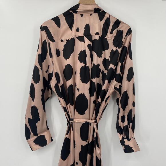 Megan Renee Organic Silk Shirt Dress Leopard Animal Print Belted Pink Black 2X - Picture 5 of 8